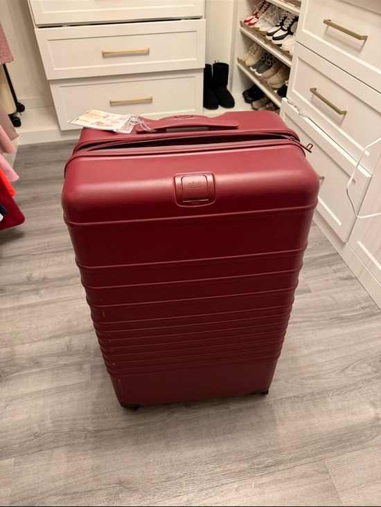 BEIS Handbags - BEIS Burgundy Hard Shell Rolling Suitcase Large check in roller